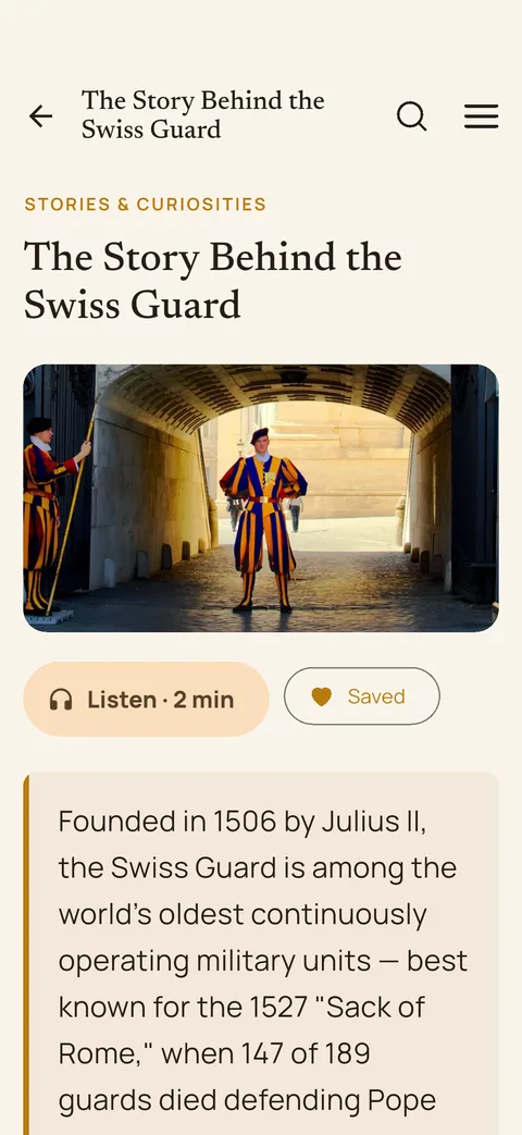 A story about the Vatican in the app