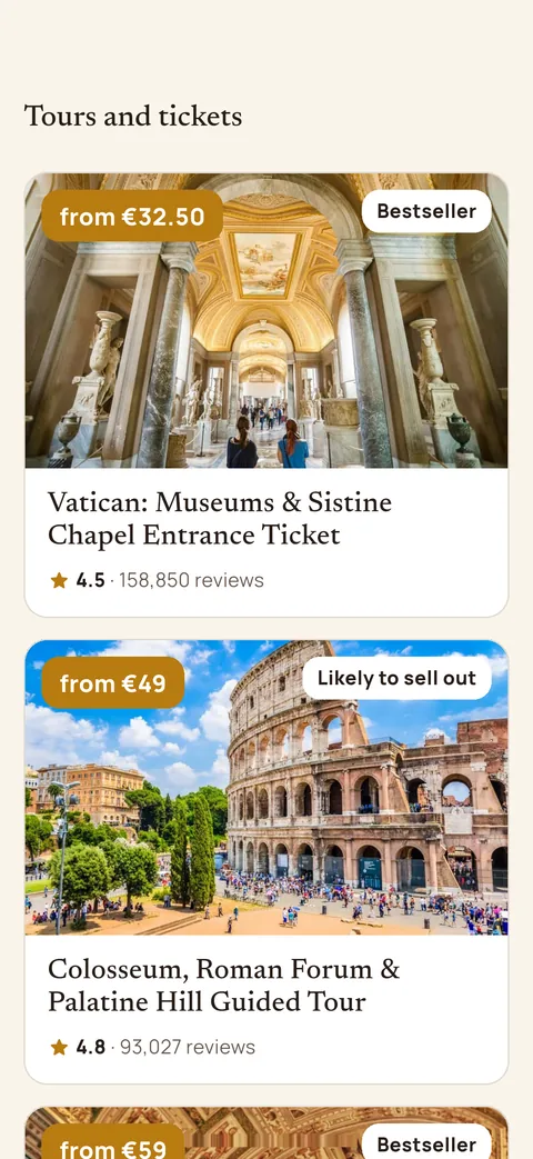 Vatican tours in the app