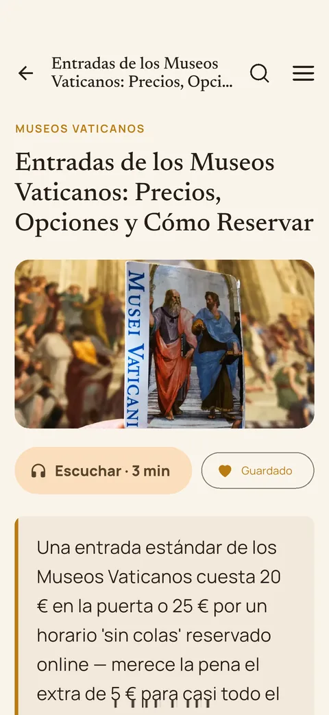 Las entradas de los Museos Vaticanos en la app