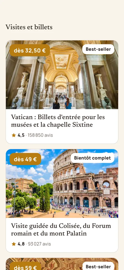 Les visites du Vatican dans l'appli