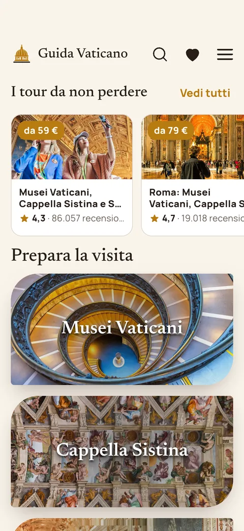 La prima schermata dell'app