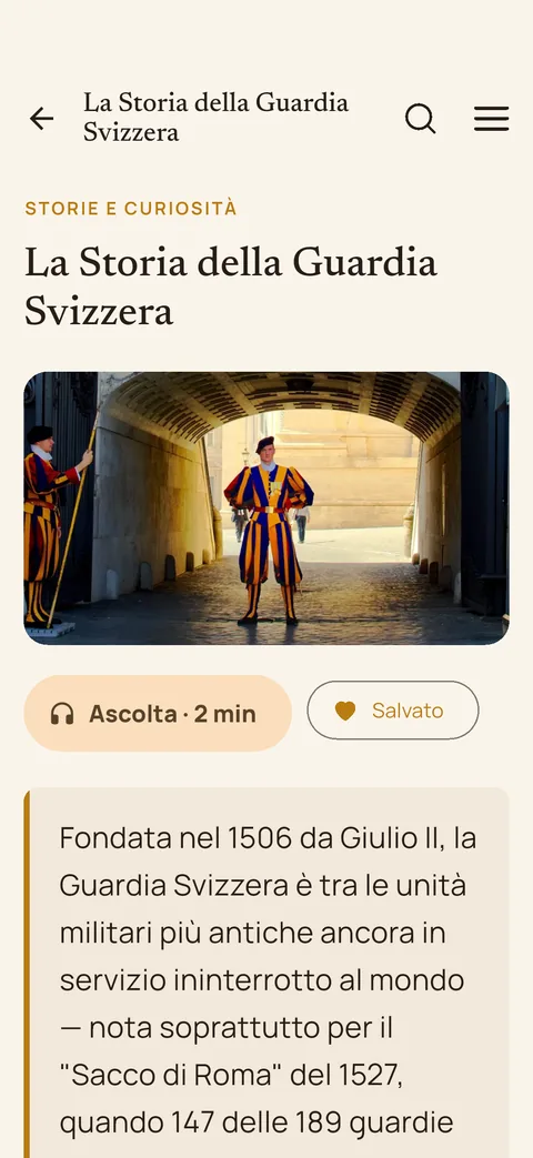 Una storia sul Vaticano nell'app