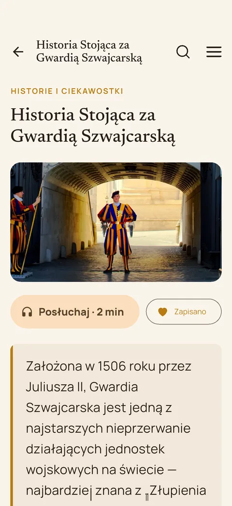 Historia Watykanu w aplikacji