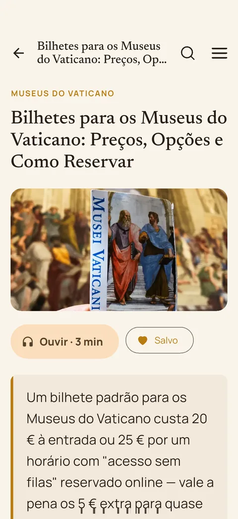 Os bilhetes dos Museus do Vaticano na app